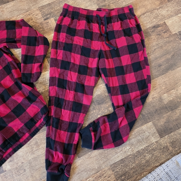 Hollister Sleep Pajama Set XL Men’s Buffalo Plaid Red Black Flannel Cabincore - Picture 3 of 8